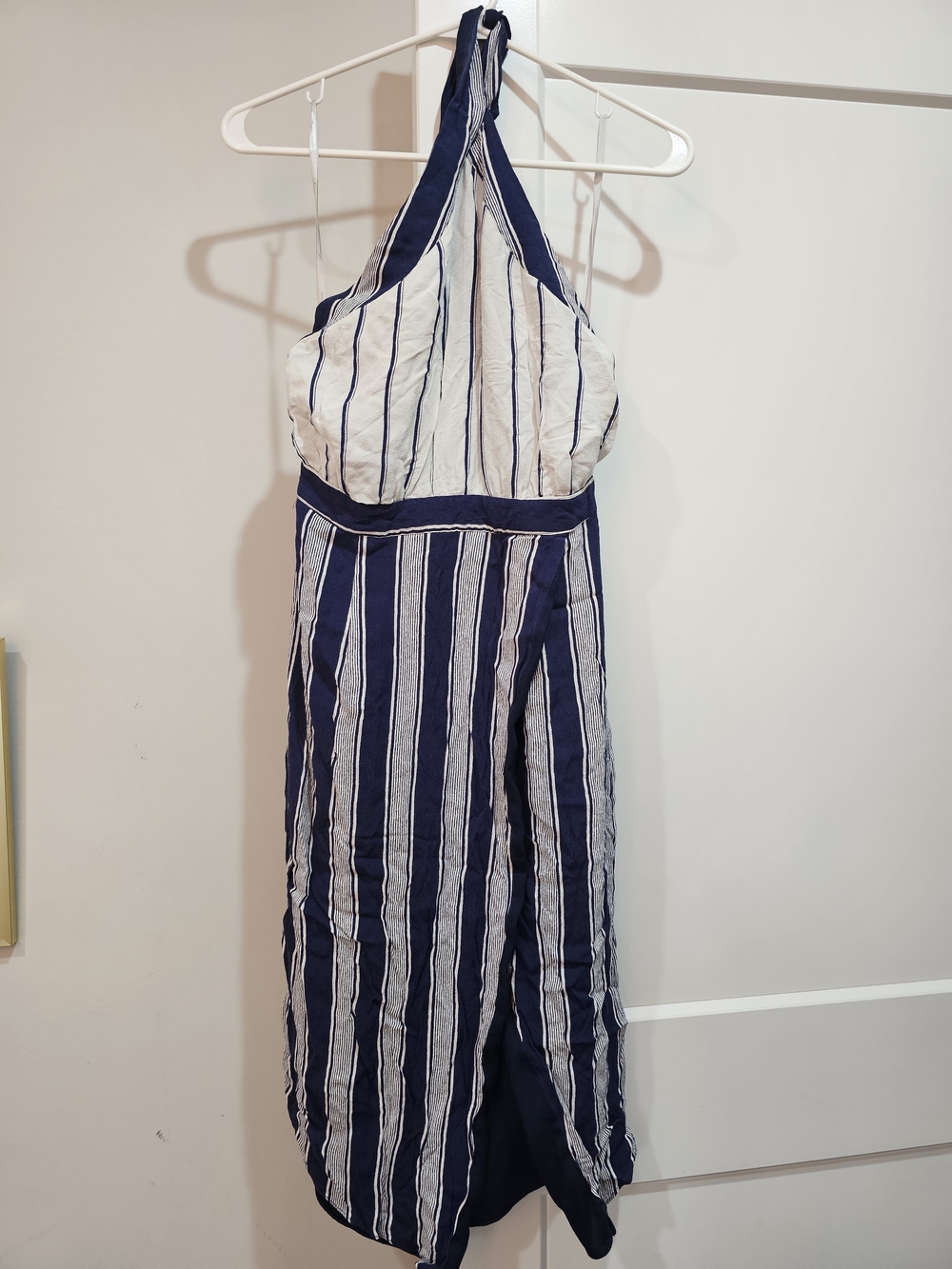 Lovers + Friends Navy & White Striped Halter Dress
